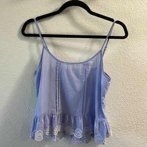 Frenchi Blue Lace Spaghetti Strap Crop Top